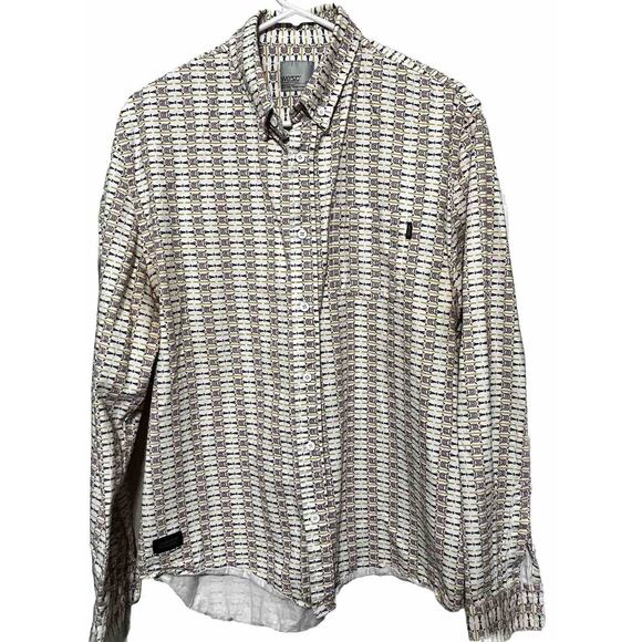 WESC Stockholm Mens Shirt button up Superlative Conspiracy sz L Navajo Aztec - Picture 1 of 8